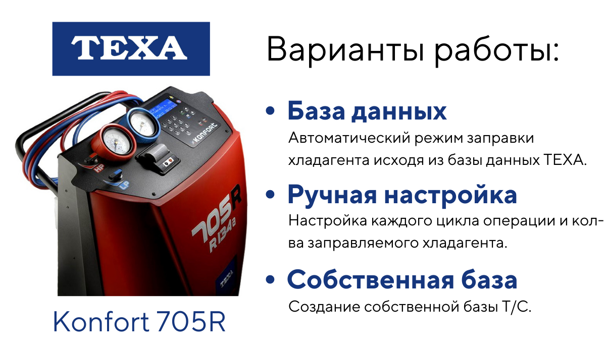 texa konfort 705R режимы работы
